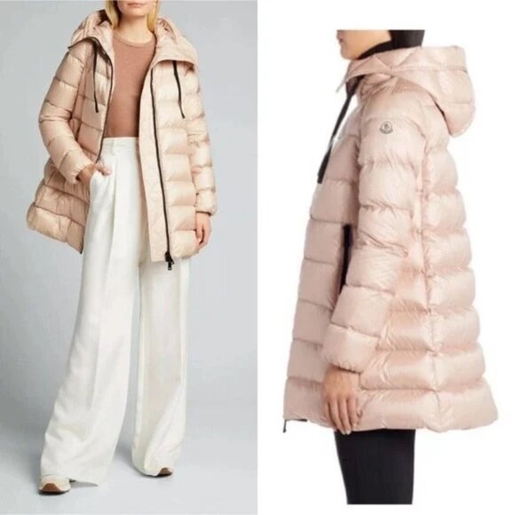 Moncler Suyen Hooded Down Parka in Blush Size 2/M - Picture 1 of 8